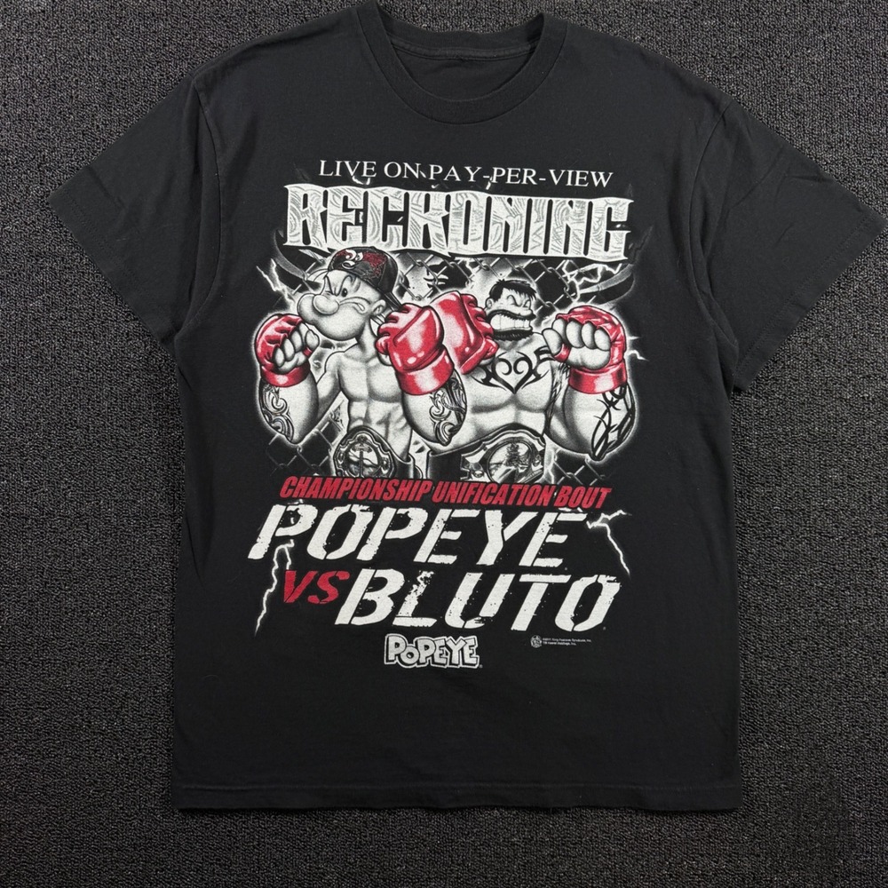 Popeye‎ vs Bluto Reckoning Boxing MMA Graphic T-Shirt Men's Black 2011 Medium